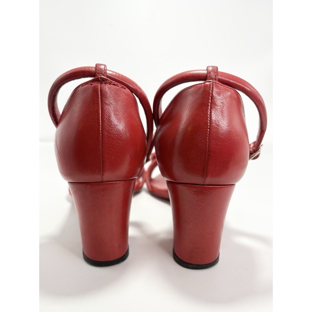 Balenciaga Red Block Heels w/ Knot Detail Silver Accents Sandal Sz EU 36.5 6.5 - Picture 8 of 13